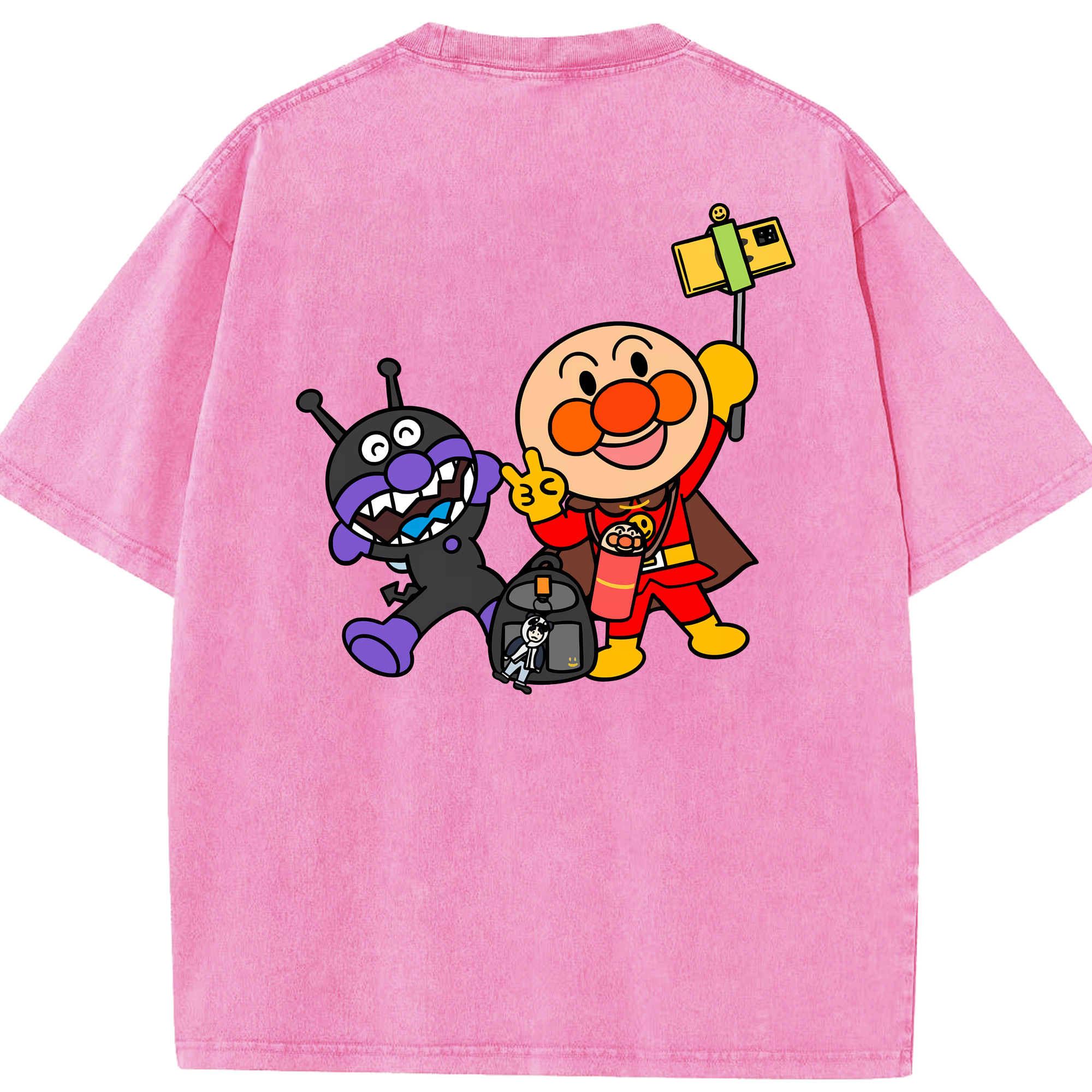 （画像用） アンパンマン Anpanman 綿100% ヴィンテージ風 半袖Tシャツ（背面プリント）